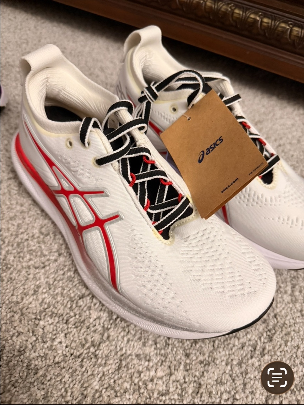 ASICS White Athletic Shoes with Red Accents
